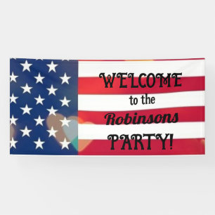 Patriotic USA Flag hearts with calligraphy text  Banner