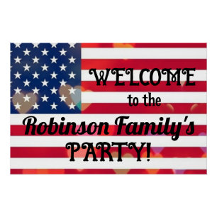 Patriotic USA Flag hearts with calligraphy text  Poster