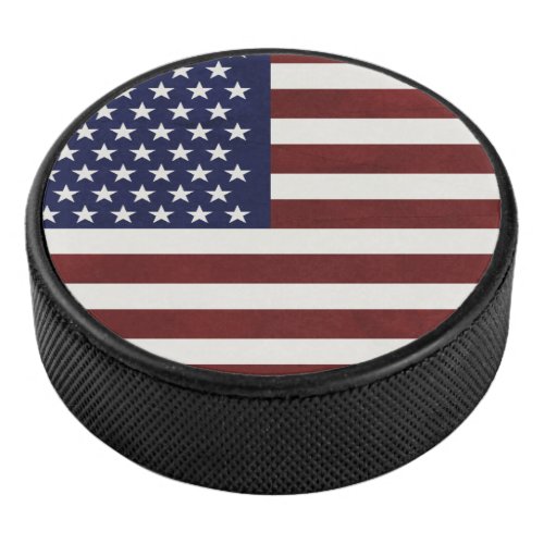 Patriotic USA Flag  Hockey Puck