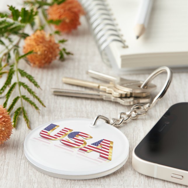 Patriotic USA Flag Keychain (Front Right)