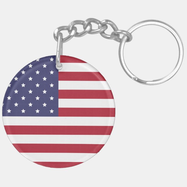 Patriotic USA Flag Keychain – American Pride Gift (Back Left)
