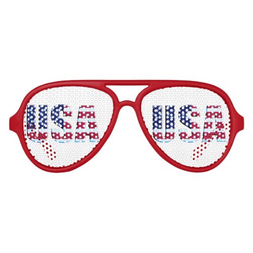 Patriotic USA Flag Lettering Aviator Sunglasses