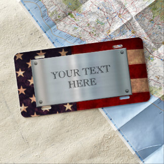 Patriotic USA Flag License Plate