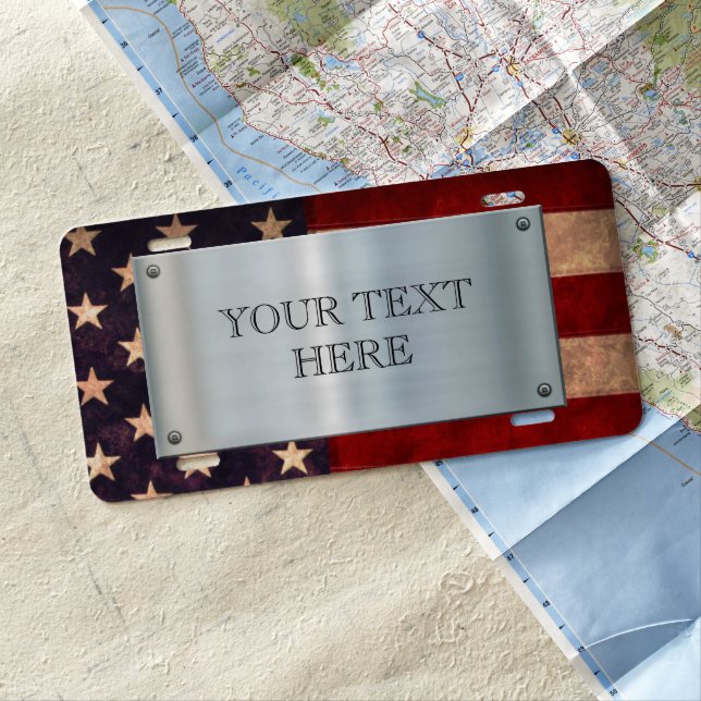 Patriotic USA Flag License Plate (In Situ)