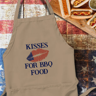 Patriotic USA Flag Lipstick Kisses BBQ Apron
