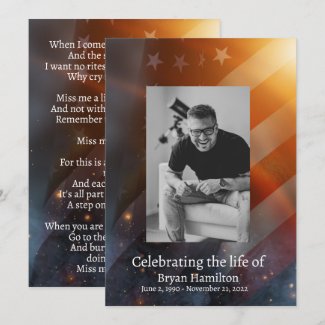 Patriotic USA Flag Memorial Funeral Prayer Card
