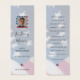 Patriotic USA Flag Military Photo Funeral Bookmark