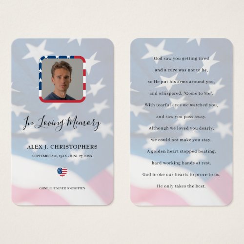 Patriotic USA Flag Military Photo Funeral Cards