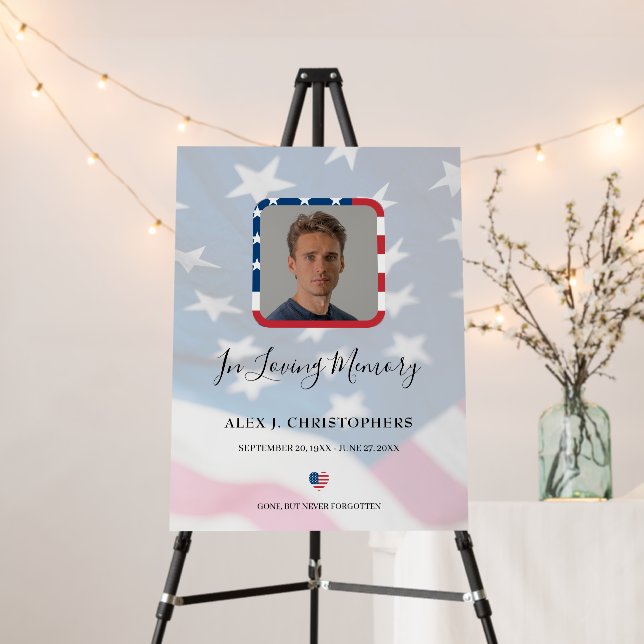 Patriotic USA Flag Military Photo Funeral Memorial Foam Board (In Situ (Stand))
