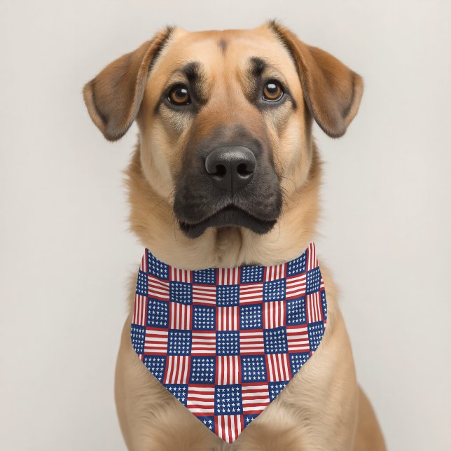 Patriotic USA Flag Pet Bandana Collar (Dog 2)