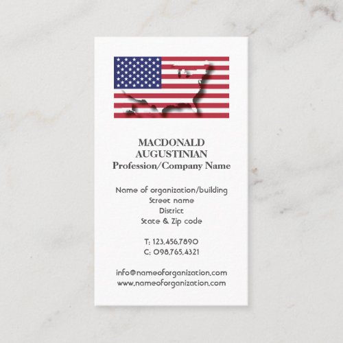 Patriotic  USA Flag  Photo Business Card