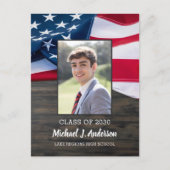 Patriotic USA Flag Photo Military Graduation Invitation Postcard (Front)