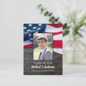 Patriotic USA Flag Photo Military Graduation Invitation Postcard (Standing Front)