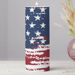 Patriotic USA Flag   Pillar Candle