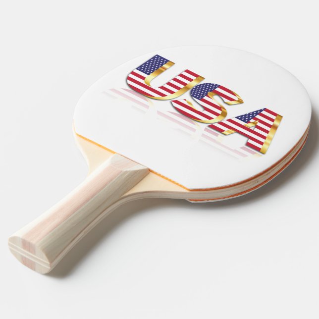 Patriotic USA Flag Ping Pong Paddle (Front Angle)