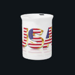 Patriotic USA Flag Pitcher<br><div class="desc">USA Flag Pitchers - United States of America - American Flag - Patriotic - Independence Day - July 4th - Customizable - Choose / Add Your Unique Text / Color / Image - Make Your Special Gift - Resize and move or remove and add elements / image with Customization tool....</div>