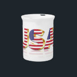 Patriotic USA Flag Pitcher<br><div class="desc">USA Flag Pitchers - United States of America - American Flag - Patriotic - Independence Day - July 4th - Customizable - Choose / Add Your Unique Text / Color / Image - Make Your Special Gift - Resize and move or remove and add elements / image with Customization tool....</div>