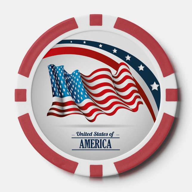 Patriotic USA Flag Poker Chip Design  ("All-American chips for every game night")