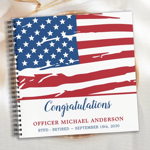 Patriotic USA Flag Police Retirement Guest Book