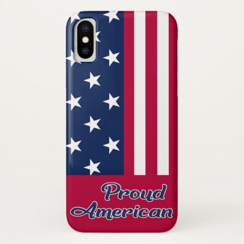 Patriotic USA flag proud American red blue white iPhone X Case