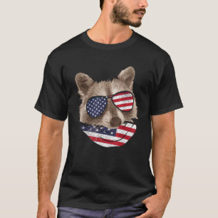 Patriotic USA Flag Raccoon 4th of July Trash Panda T-Shirt