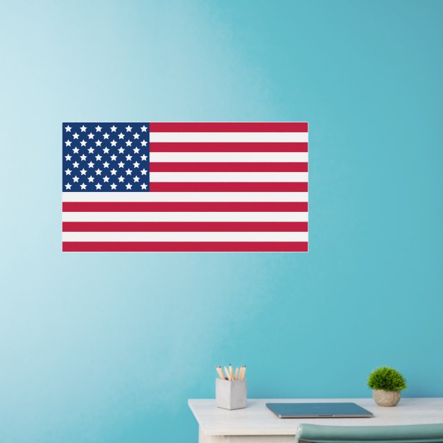 Patriotic USA Flag Red White and Blue  Wall Decal (Home Office)