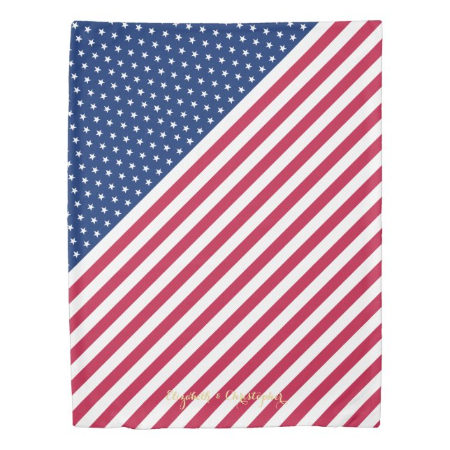 Patriotic USA Flag Red White Blue Stars Stripes Duvet Cover (Front)