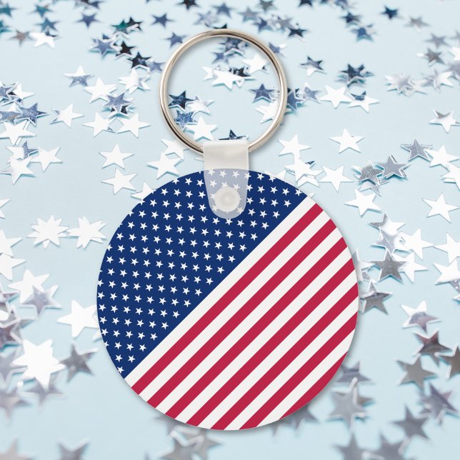 Patriotic USA Flag Red White Blue Stars Stripes Keychain (Patriotic USA Flag Red White Blue Stars Stripes Keychain)