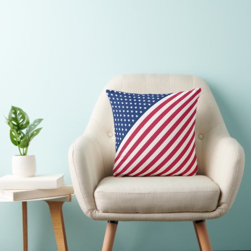 Patriotic USA Flag Red White Blue Stars Stripes Throw Pillow