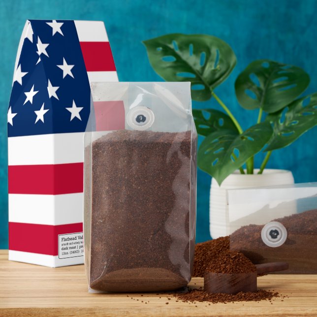 Patriotic USA Flag Roasted Coffee with Custom Text (Ground)