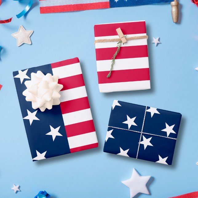 Patriotic USA flag stars and stripes american Wrapping Paper Sheets (Creator Uploaded)