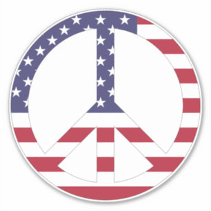 Patriotic USA Flag Stars And Stripes Peace Sign Sticker