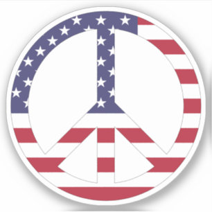 Patriotic USA Flag Stars And Stripes Peace Sign Sticker