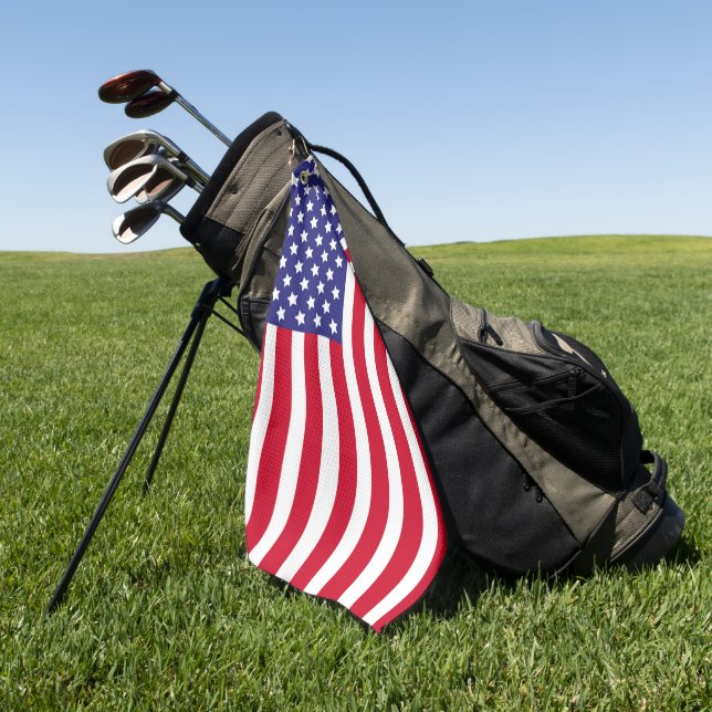 Patriotic USA flag Stars & Stripes American Golf Towel (Green)