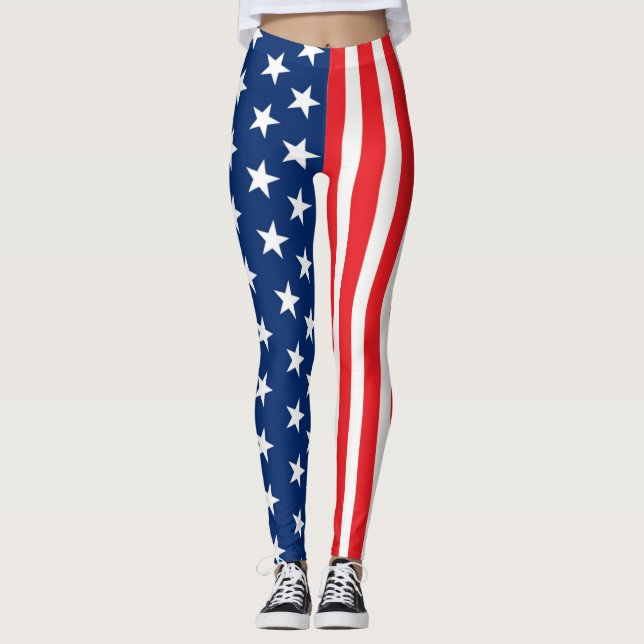 Patriotic USA flag Stars & Stripes American Leggings (Front)