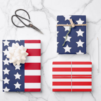 Patriotic USA flag Stars & Stripes American Wrapping Paper Sheets