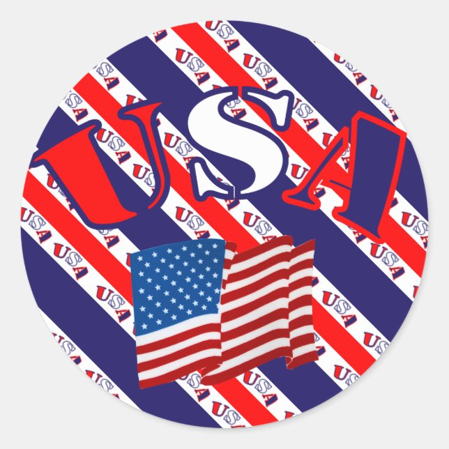 Patriotic USA Flag Sticker (Front)