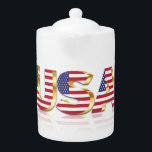 Patriotic USA Flag Teapot<br><div class="desc">USA Flag Teapots - United States of America - American Flag - Patriotic - Independence Day - July 4th - Customizable - Choose / Add Your Unique Text / Color / Image - Make Your Special Teapot Gift - Resize and move or remove and add elements / image with Customization...</div>