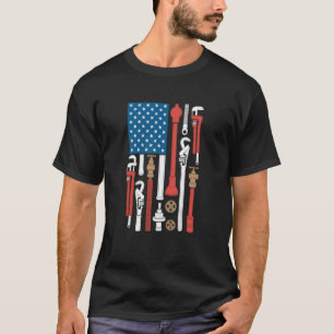 Patriotic USA Flag Tool Pipefitter Plumber Laborer T-Shirt