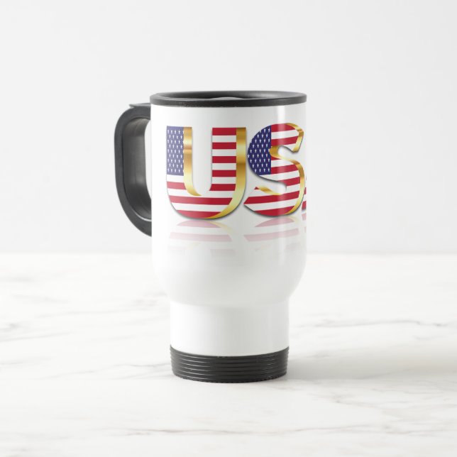 Patriotic USA Flag Travel Mug (Front Left)