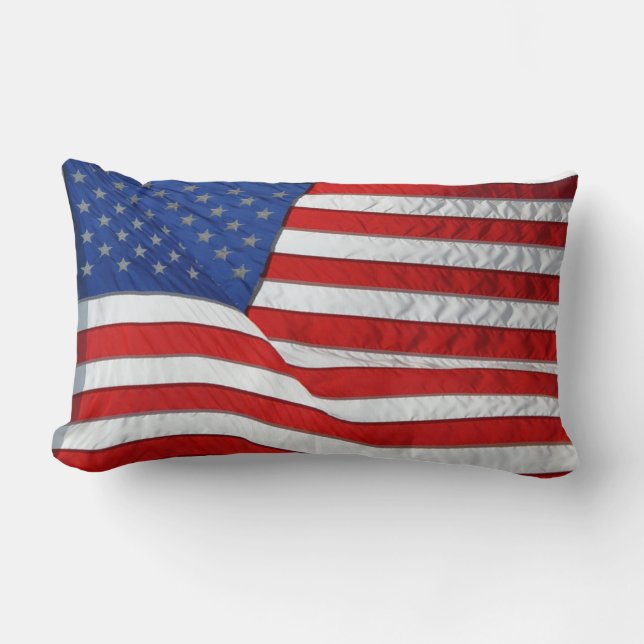 Patriotic USA Flag United States Lumbar Pillow (Front)