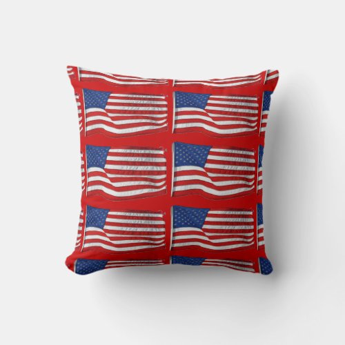 Patriotic USA Flag United States Throw Pillow