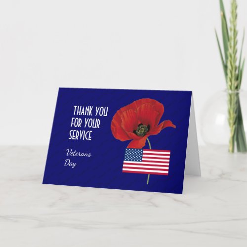 Patriotic  USA Flag  VETERANS DAY Thank You Card