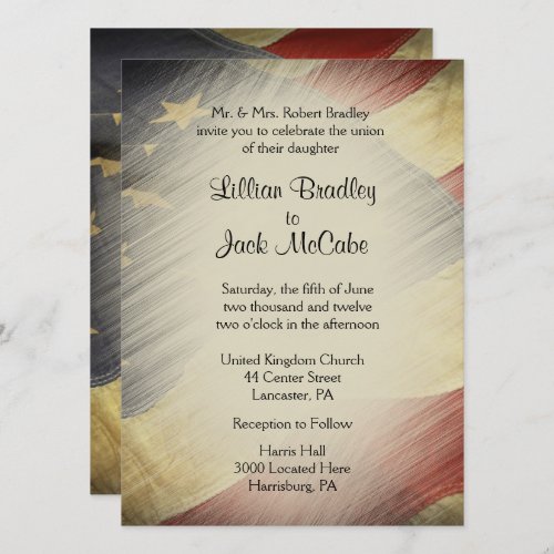 Patriotic USA Flag Wedding Invitations