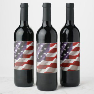 Patriotic USA Flag Wine Label