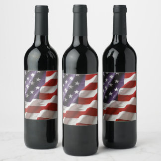 Patriotic USA Flag Wine Label
