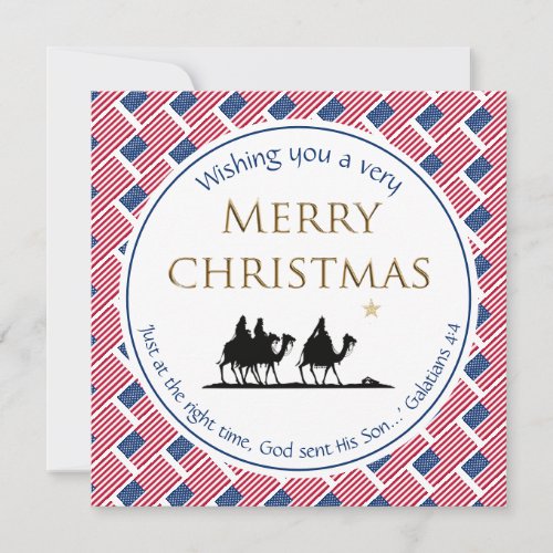 Patriotic USA Flag WISE MEN Christian Christmas Holiday Card