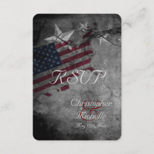 Patriotic USA Flag with Stars Wedding RSVP Cards