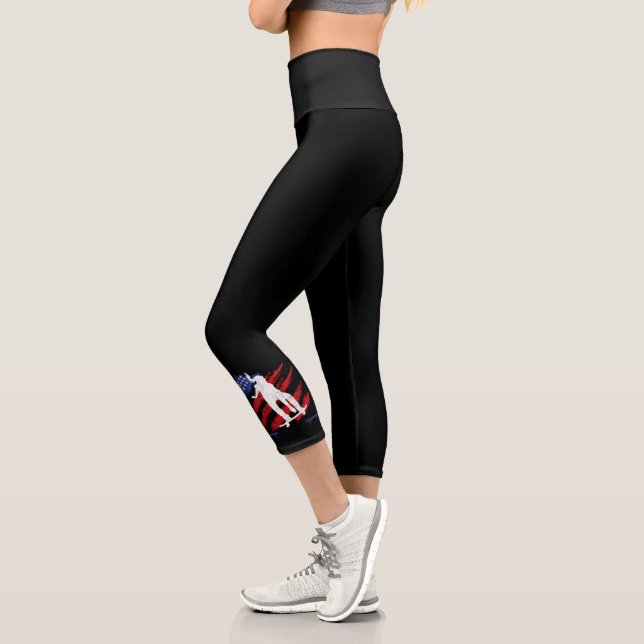 Patriotic USA Flag Women's Skateboarding Capri Leggings (Left)