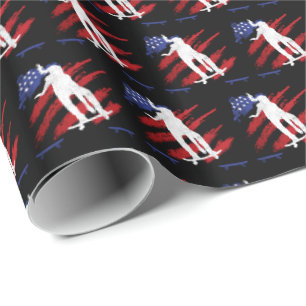 Patriotic USA Flag Women's Skateboarding Wrapping Paper